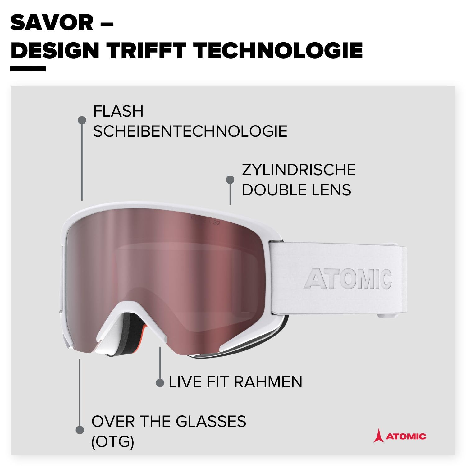 atomic-savor-skibrille-unisex-zylindrische-ski-snowboardbrille-otg image 2