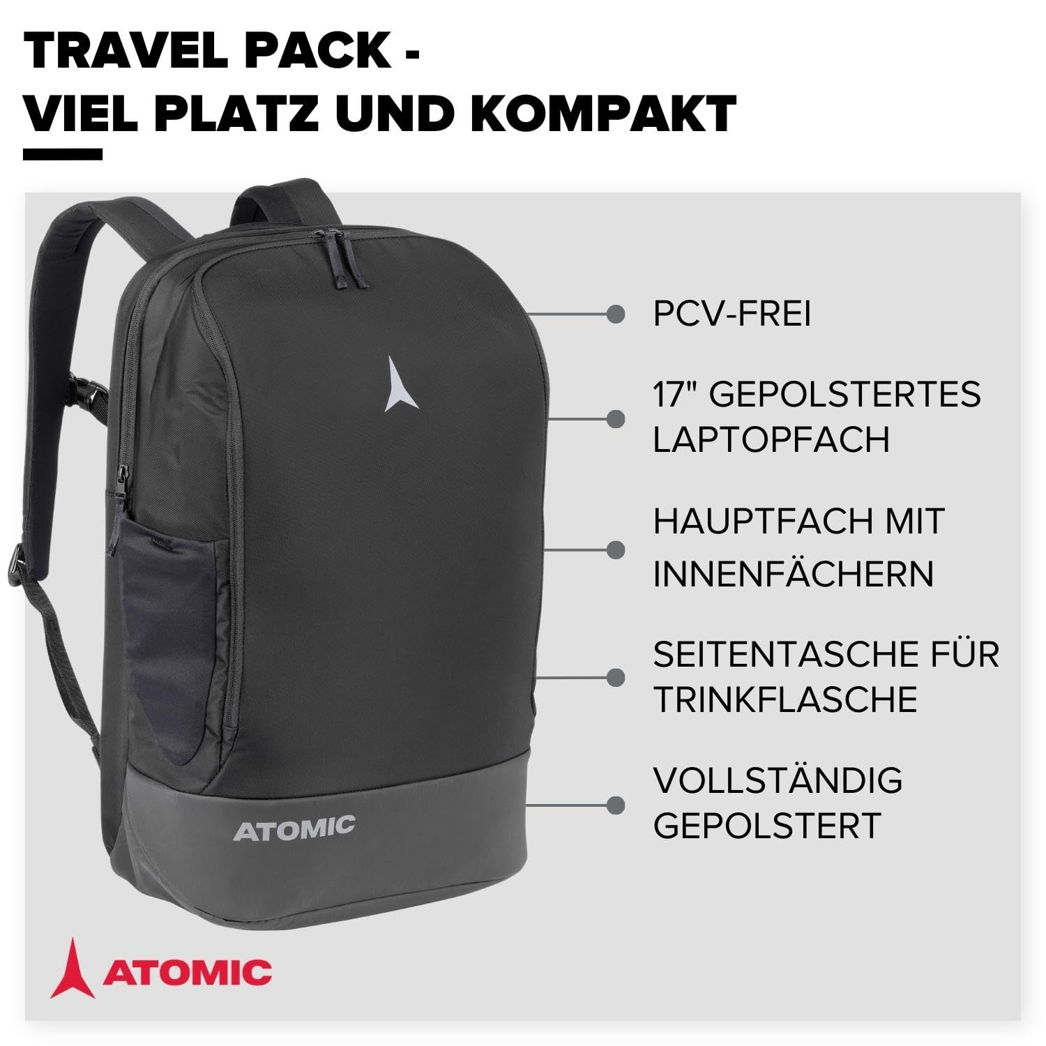 atomic-travel-pack-rucksack-schwarz-17-zoll-laptopfach-schuhfach image 2