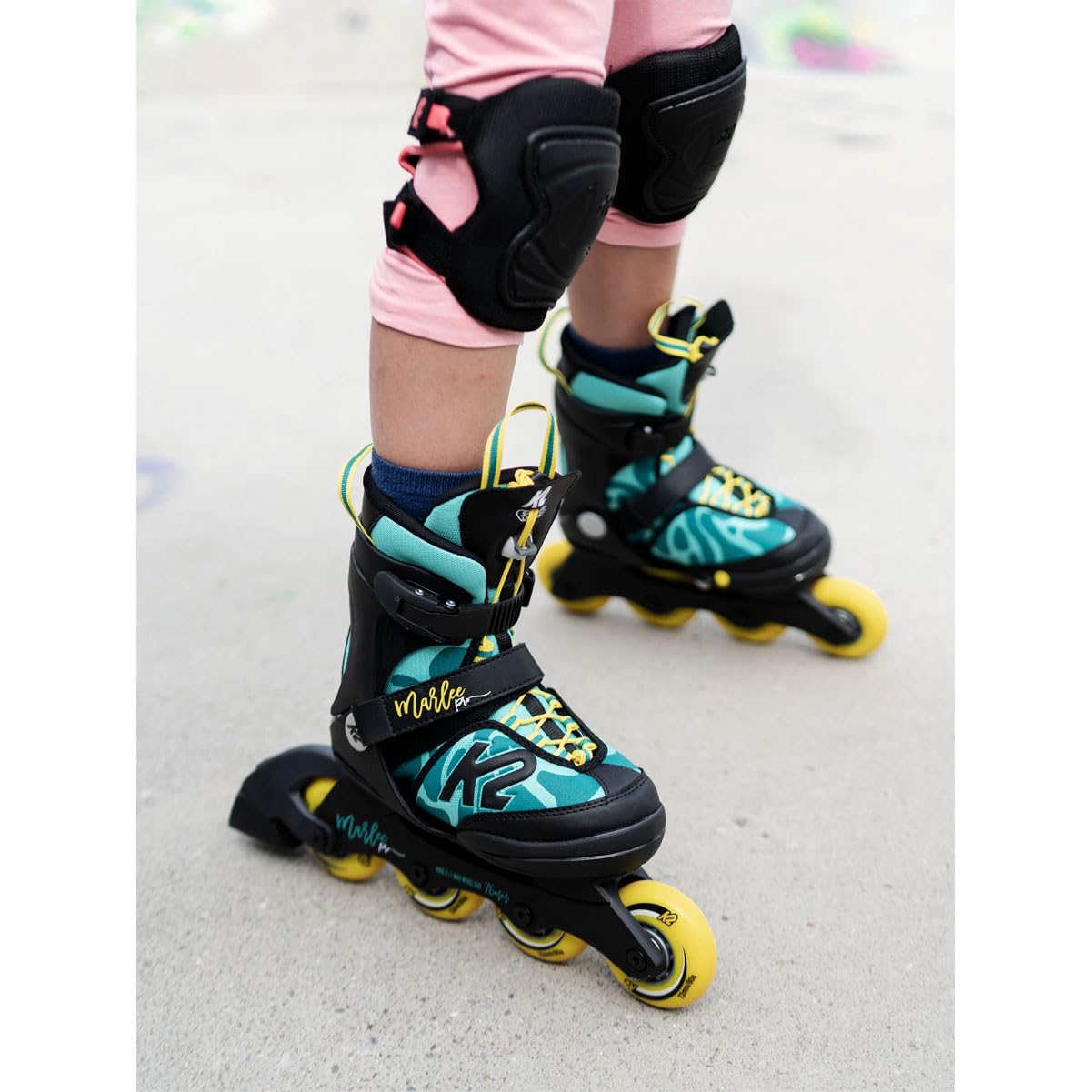 k2-marlee-pro-kinder-inline-skates-2025-green-yellow-gr-enverstellbar image 2