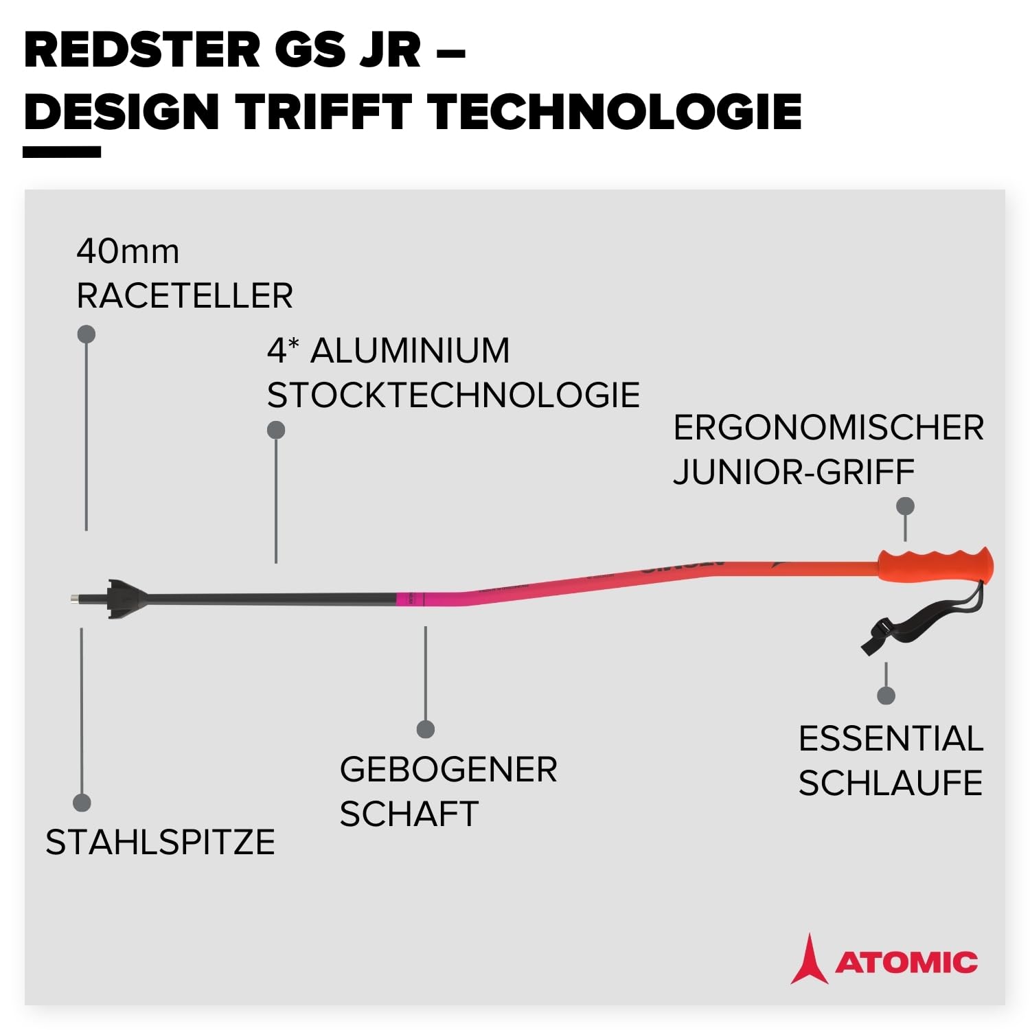 atomic-redster-gs-jr-kinder-skist-cke-rot-aluminium image 2