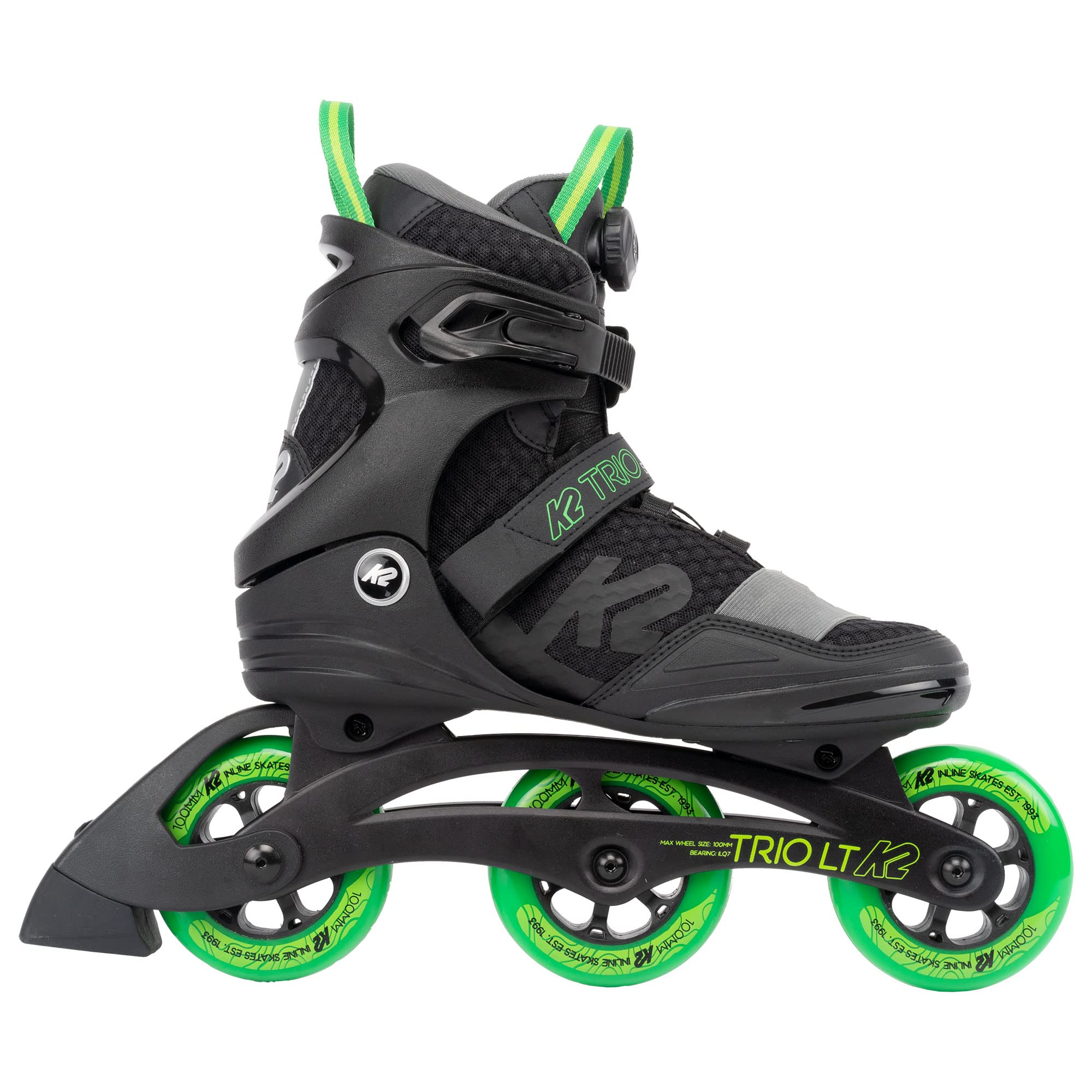 k2-trio-lt-100-boa-inline-skates-black-green image 3