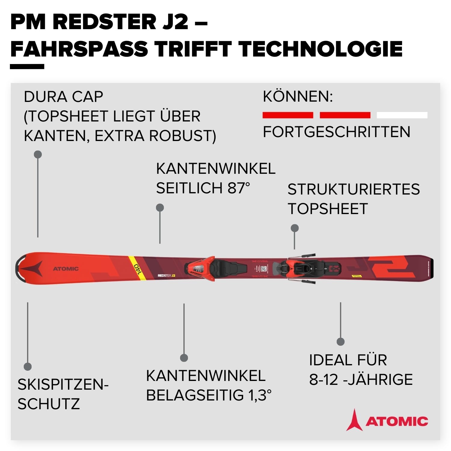 atomic-pm-redster-j2-kinderski-rot-130-150-cm-inkl-c-5-gw-bindung image 2