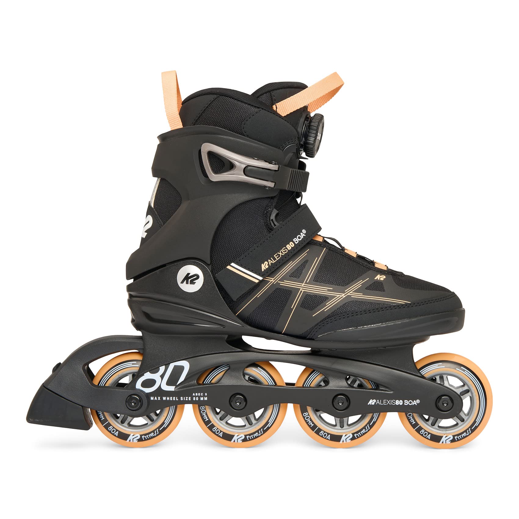 k2-alexis-80-boa-inline-skates-2025-black-peach-damen-boa-fit-system image 3