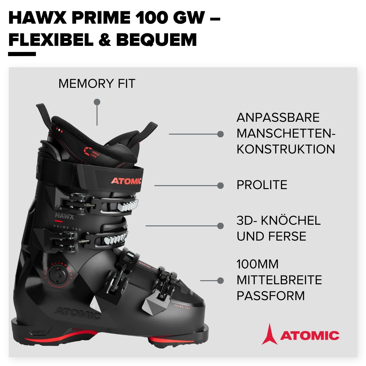 atomic-hawx-prime-100-gw-skischuh-2025-black-red-100-mm-leisten image 2