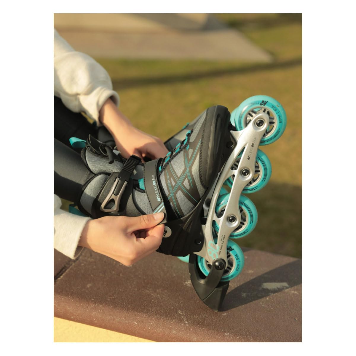 k2-alexis-80-alu-inline-skate-grey-cyan image 2