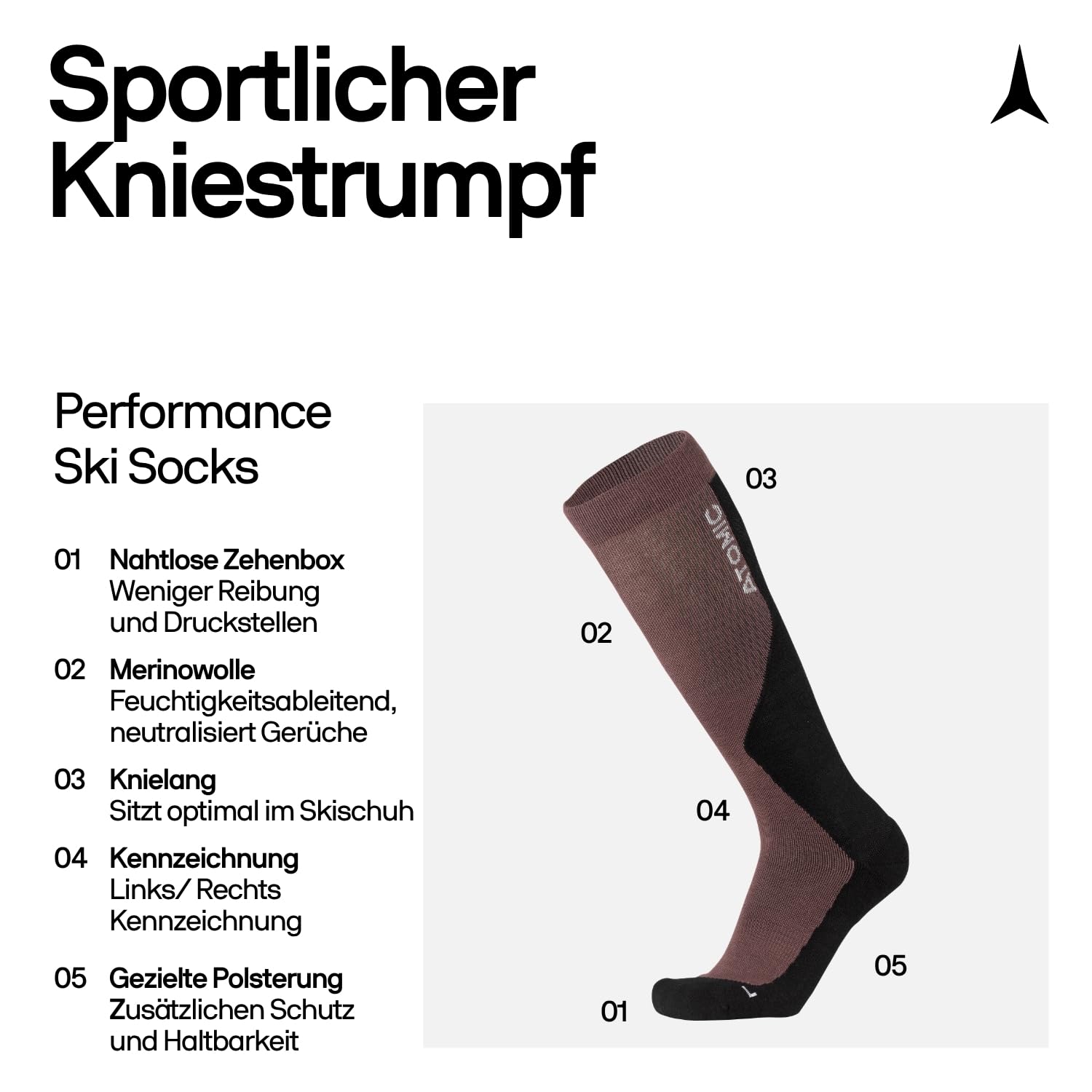 atomic-performance-ski-socken-kniestr-mpfe-d-nn-mit-polsterung-merinowolle image 2