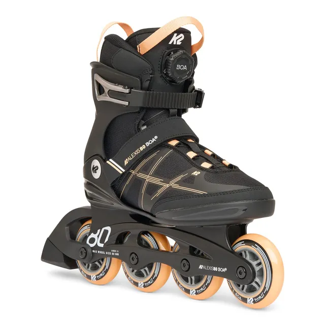 k2-alexis-80-boa-inline-skates-2025-black-peach-damen-boa-fit-system image 1